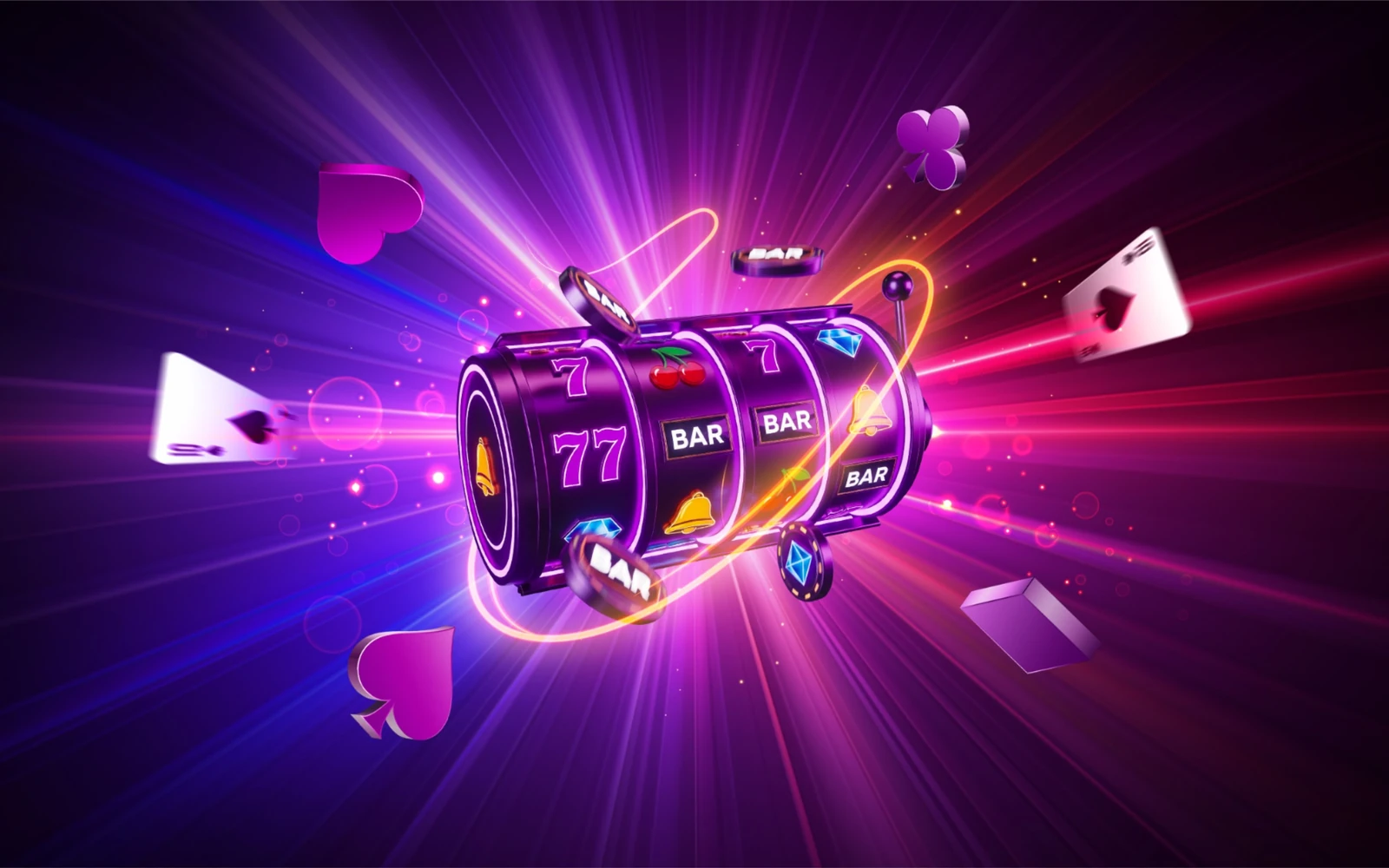 Layar slot dengan simbol wild, scatter, dan reel permainan